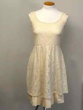 Metaphor Ladies Sz Medium Cream White Lace Knit Lined Short Sleeveless Dress