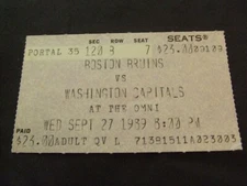 Boston Bruins vs Washington Capitals (9-27-1989) NHL Hockey Ticket Stub 