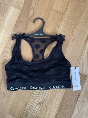 Brand New Women's Calvin Klein Black Dot Bralette Size 10 (s