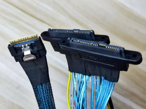 SlimSAS SFF-8654 8i to 2 NVMe U2 SFF-8639 hard drive data cable 40CM - Picture 1 of 2