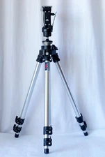 Bogen by Manfrotto 3021 Tripod Legs 3-Section Chrome 26-71" with 3265 Head