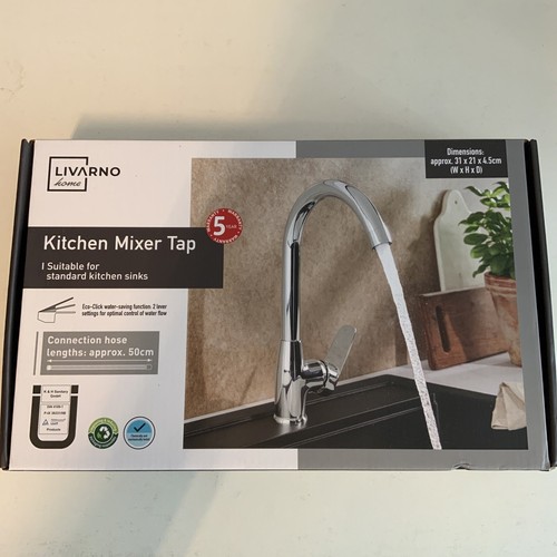 Livarno Home Kitchen Mixer Tap Swivel 33x21.5x5cm Eco Click Flow Control eBay
