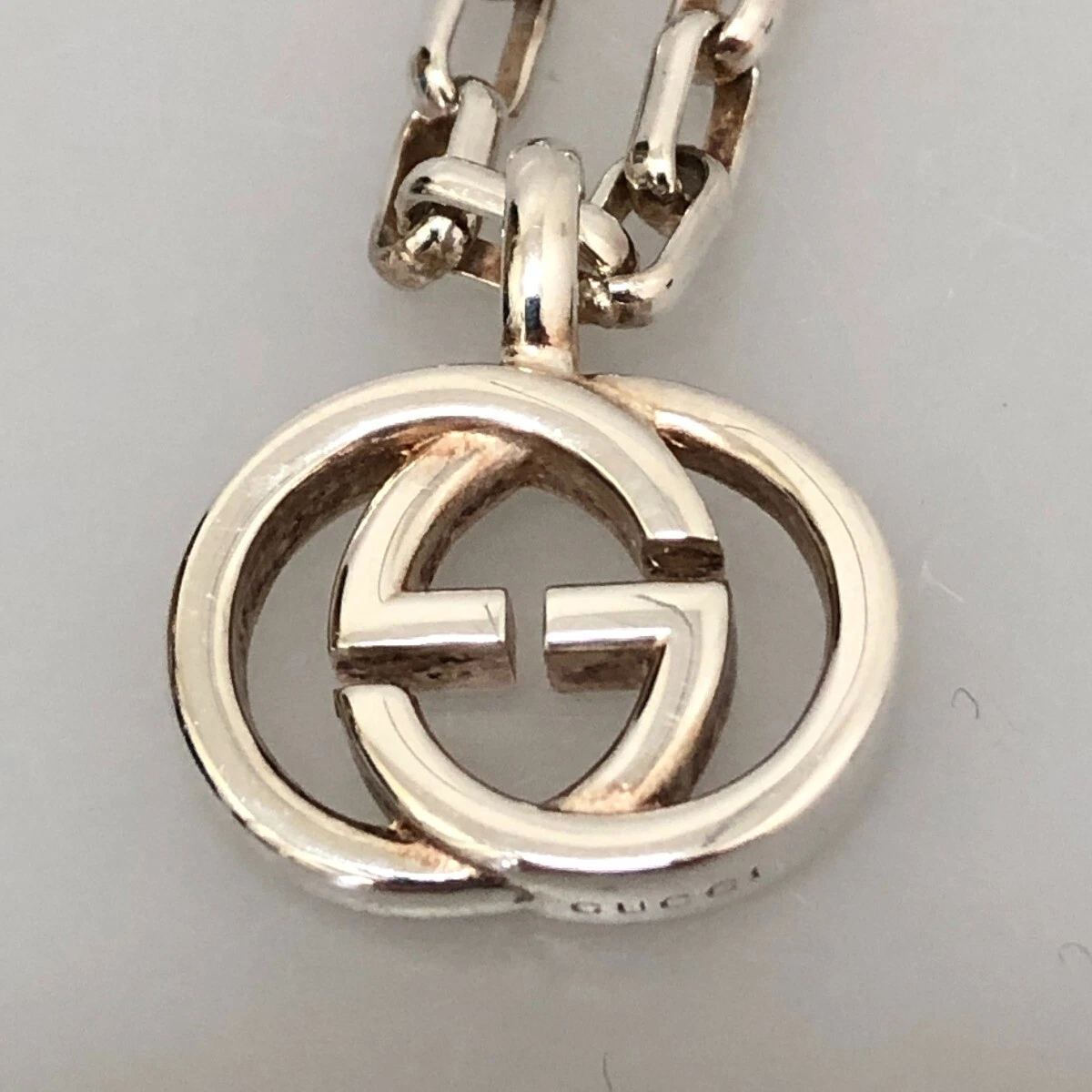 Ciondolo Gucci Interbloccato G Collana Ciondolo Argento Sterling 295710 con Scatola
