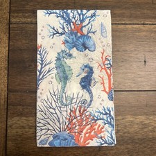  2 Two Paper LUNCHEON Decoupage Craft Napkin Seahorse Coral Coastal Blue Sea