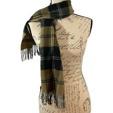 SOFT Unisex Plaid V. Fraas Scarf Made in Germany 54" w Fringe Neutrals Germany