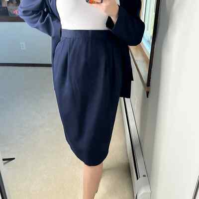Karen Scott: Vintage Navy Pencil Skirt and Blazer Set