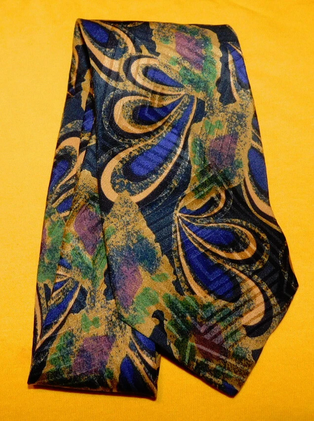 CORBATA FLORAL MONDO DE MARCO HECHA EN ITALIA AZUL/ORO/VERDE - CORBATAS - CORBATAS DE DISEÑADOR. Foto 2 de 3