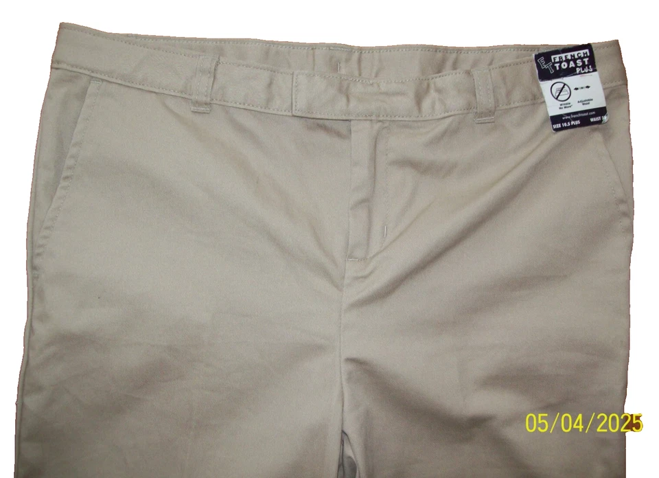 Pantalones de caqui FRENCH TOAST PLUS para niñas talla 10,5 cintura ajustable 32 x 24 nuevos con etiquetas (F1) Foto 2 de 4