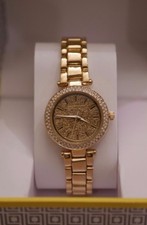 NEW WT BOX WOMEN'S LIZ CLAIBORNE WATCH YELLOW GOLD RHINESTONE GLITTER LC1297