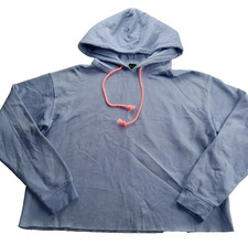 Wild Fable Women's Cropped Hoodie Sweatshirt Size Medium Amparo Blue Raw Hem