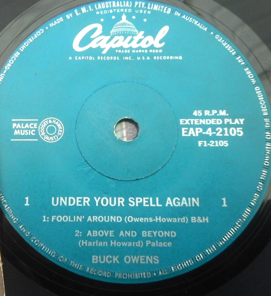 BUCK OWENS Under Your Spell Again EP * Very RARE ~ CAPITOL AUSTRALIA* 7 NM! - Image 3 of 3