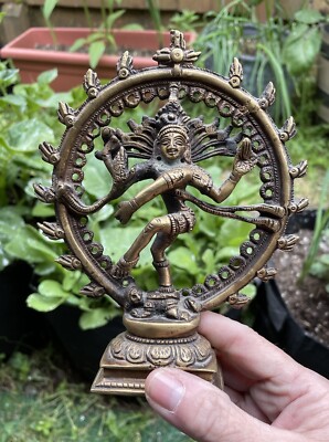Vintage Solid Brass Dancing Shiva Nataraja Statue 6.5  Heavy