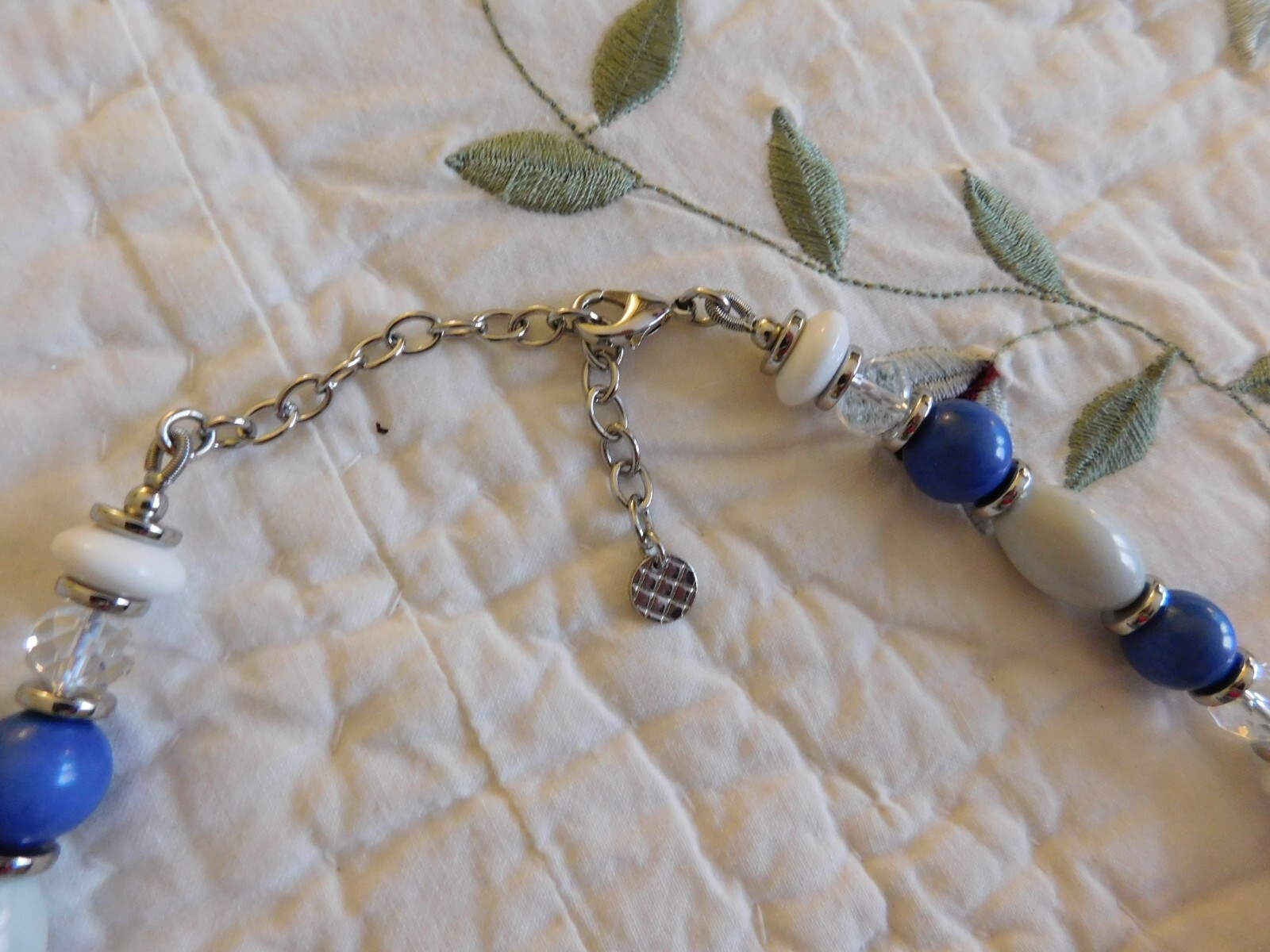 Talbots Blue Beaded Multi Strand Statement Silver… - image 2