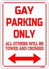 Gay Parking Only Sign Funny Gay Plaque Garage Bar Wall Decor Home Decor Art Tin
