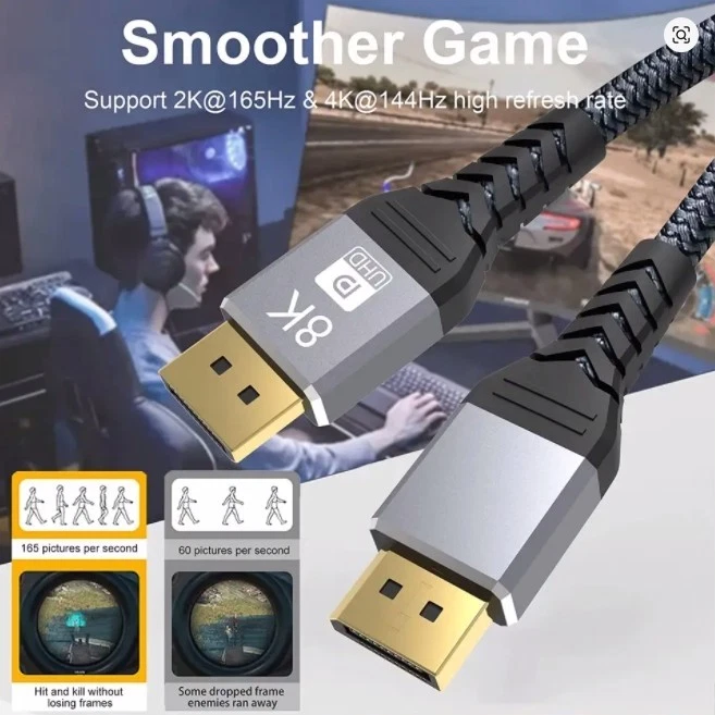 8K DP Cable DisplayPort Cable 1.4 High Speed Display Port Cord - Image 3 of 4