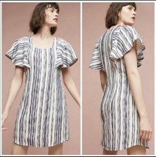 Akemi + Kin Anthropologie Women’s Blue/white Striped Ruffle Jovaine Dress, Small