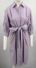 Odeeh Lilac purple Belted Cotton Midi Shirt Dress sz 44