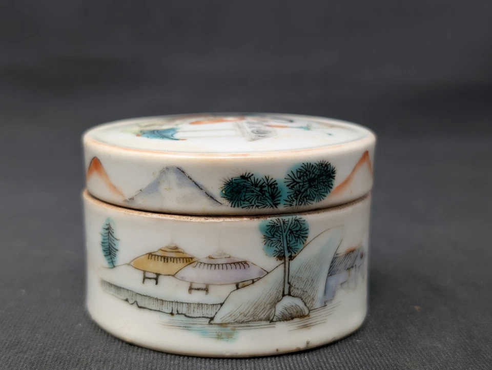 ¡ANTIGUO! Caja de pasta de tinta rosa Famille de 6,5 cm porcelana china QING Qianlong Foto 3 de 4