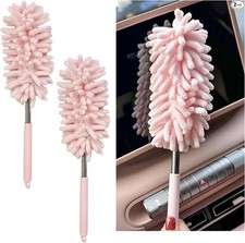 2PCS Car Interior Duster with Extension Pole, 11.8" to 30.5" Color: Light Pink
