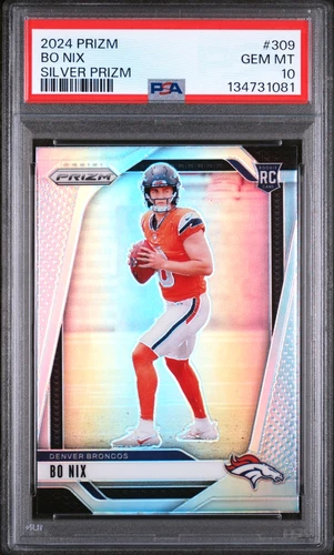 BO NIX 2024 PANINI PRIZM SILVER ROOKIE RC #309 PSA 10 GEM MINT! BRONCOS OREGON!