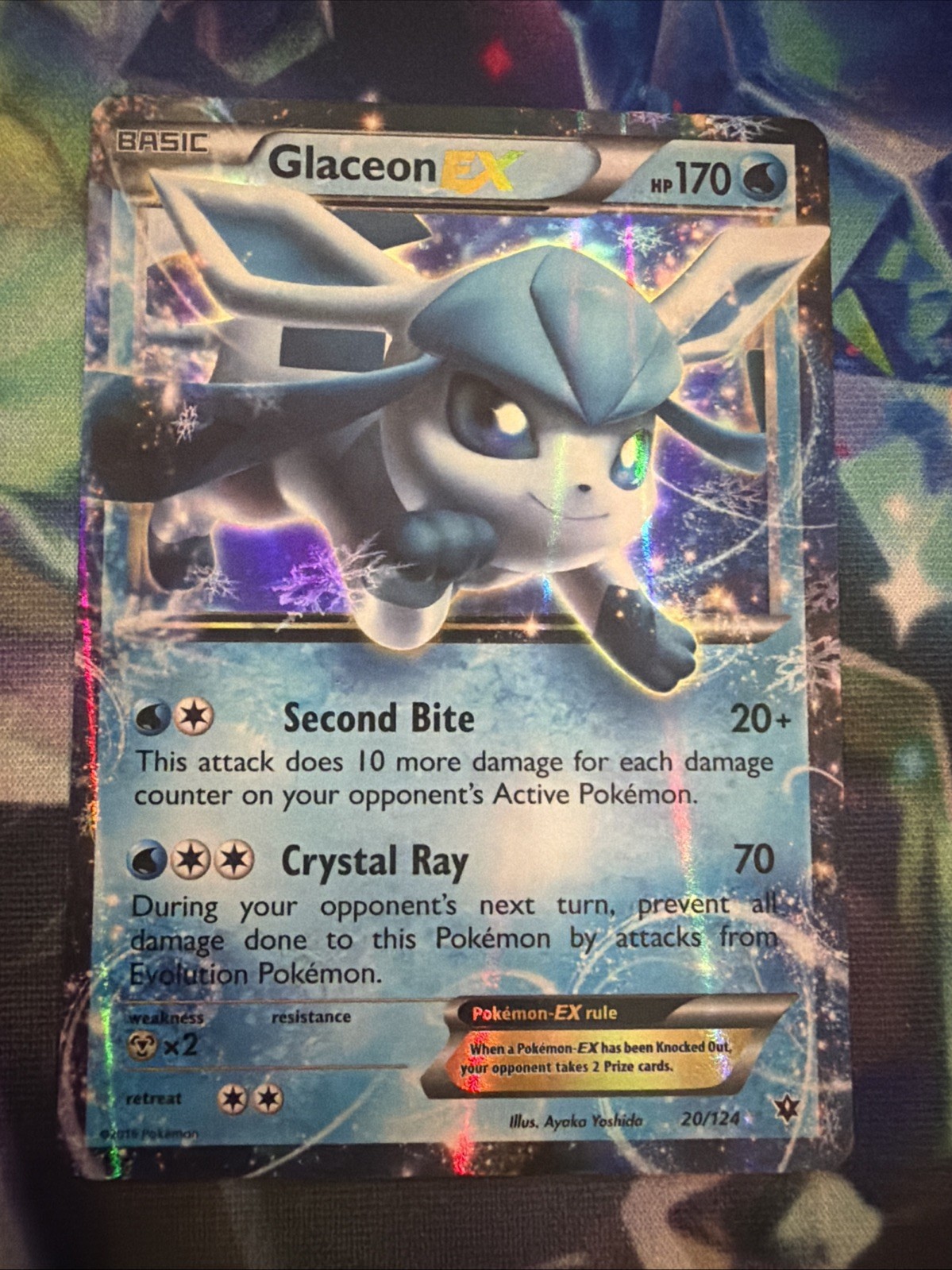 Glaceon EX ULTRA RARE 20/124 Pokemon XY Fates Collide TCG Holo 2016