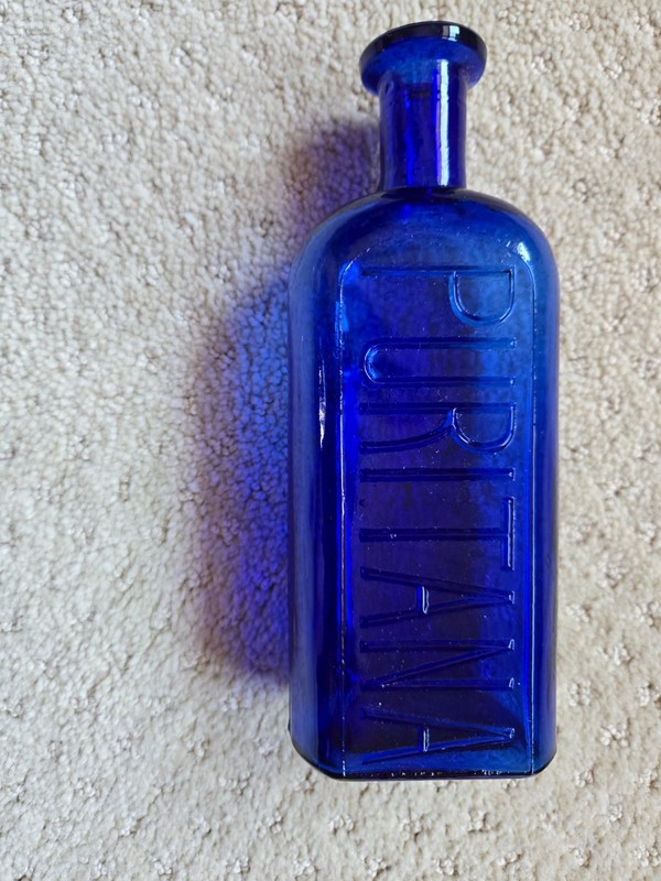 Scarce Antique Deep Cobalt Puritana Medicine Bottle