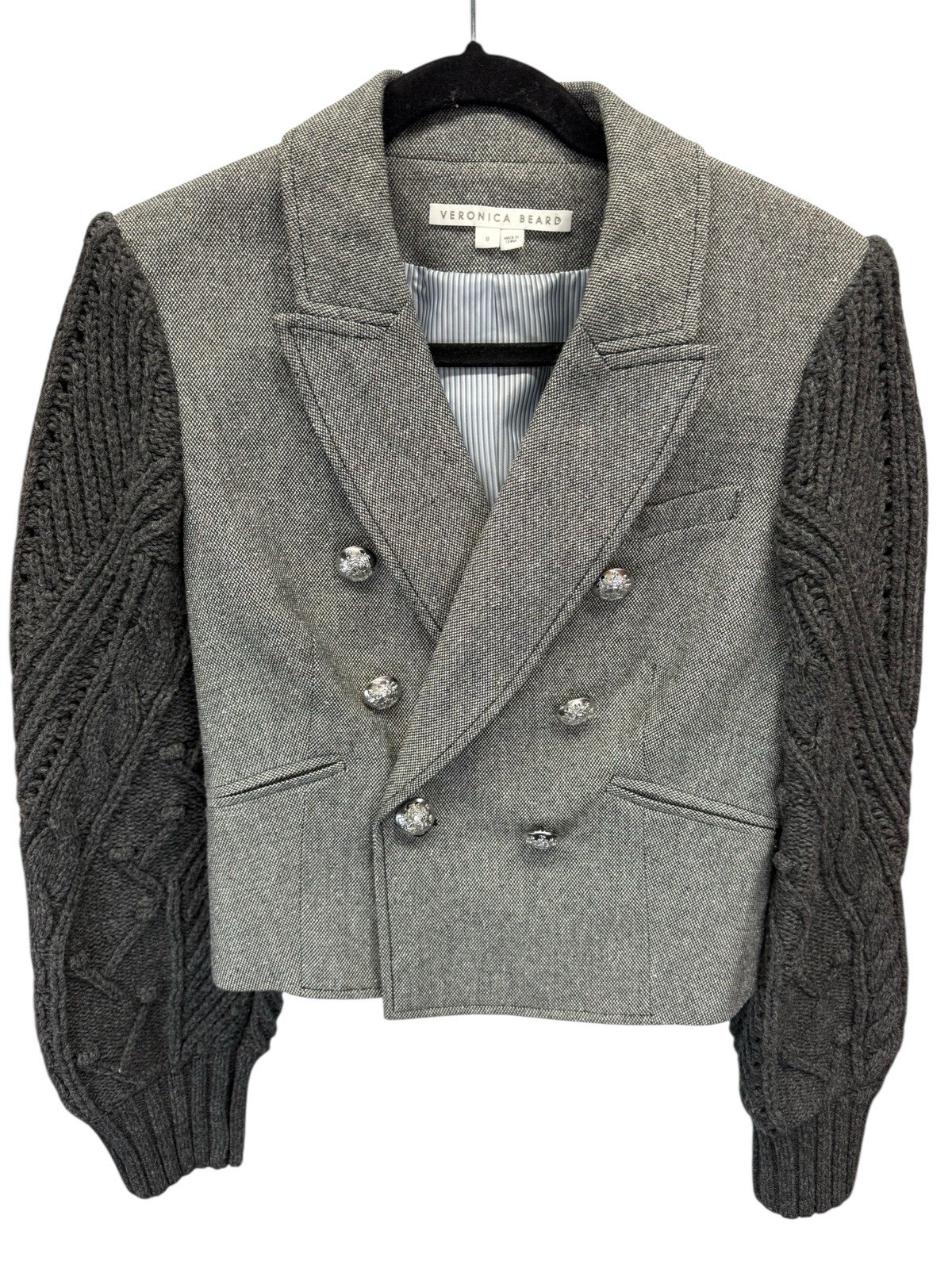 Veronica Beard Eamon Mixed Media Jacket Grey Size… - image 5