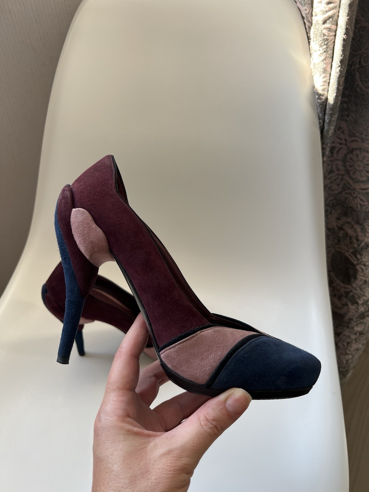 Miu Miu Prada Women's Heels Shoes Suede Multicolored Size 37,5 US 7.5-8.5 thumbnail 5