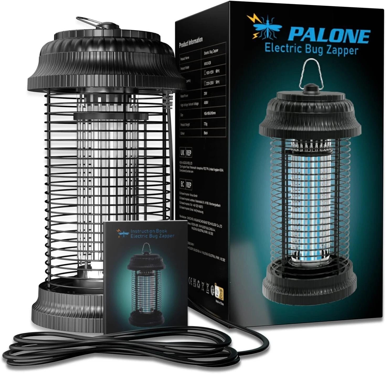 Bug Zapper 4500V Electronic Mosquito Zapper for Outdoor and Indoor Waterproof US