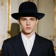 Men's Vintage Elegant Bowler Dome Hat Retro Short Brim Fedora Hat with Hatband