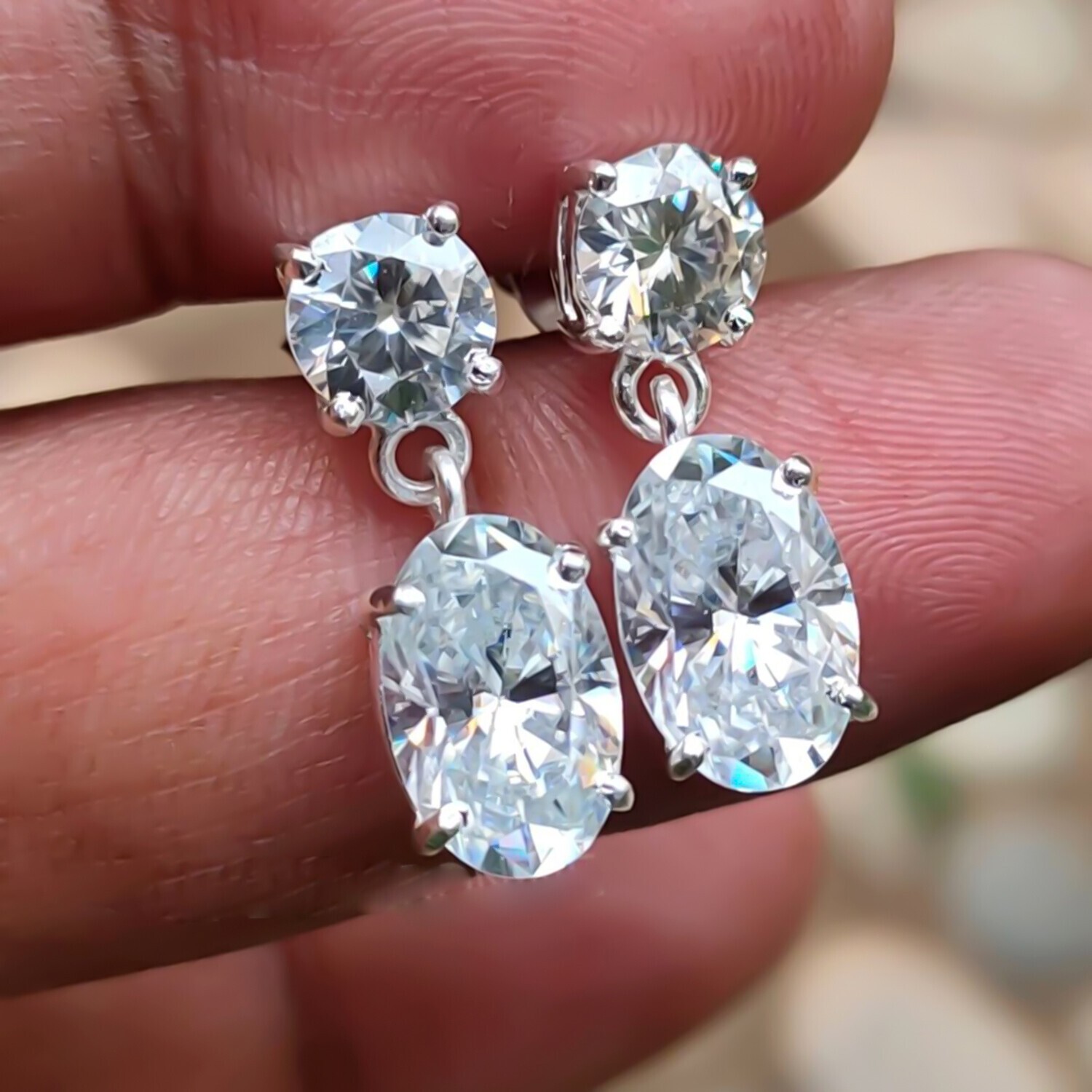 Gorgeous 7.00 Ct Oval Cut White Diamond Earrings In 925 Sterling Silver