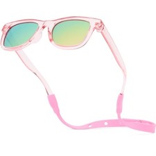 Polarized Baby Sunglasses With Strap - Unbreakable Flexible Transparent Pink