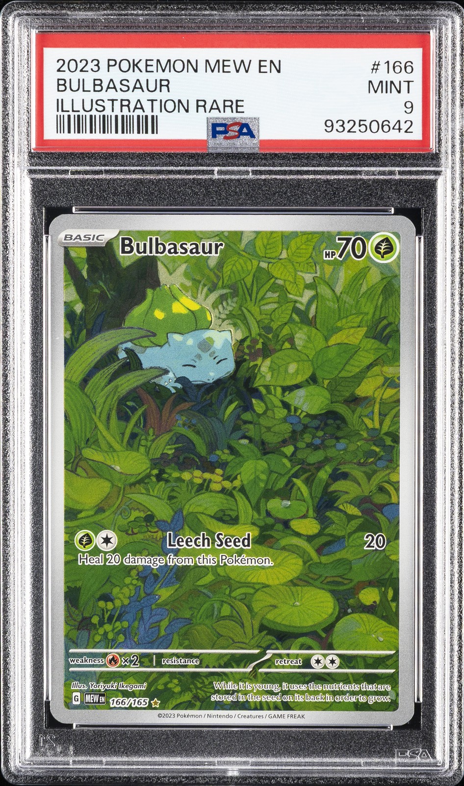 2023 POKEMON MEW EN-151 ILLUSTRATION RARE #166 BULBASAUR PSA 9
