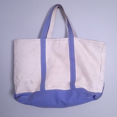 Vintage LL Bean Large Zip Top Boat and Tote Canvas Bag Lavender Purple USA