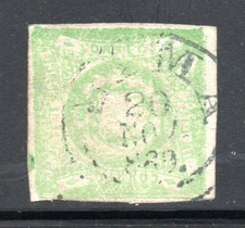 PERU,  UN DINERO VERDE, 4M, PMK. LIMA 1869   (AGOS- 507)
