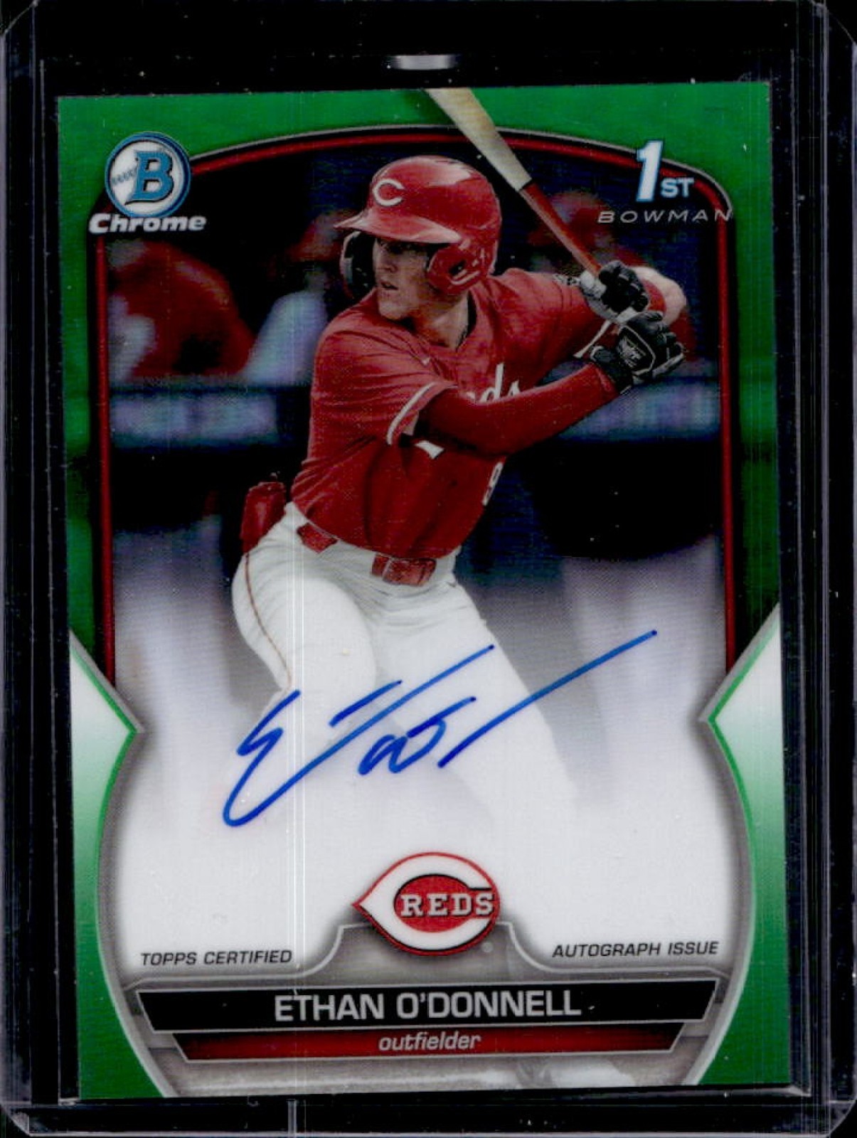 2023 Bowman Draft Ethan O'Donnell Chrome Auto Green Refractor 1st #/99 Reds
