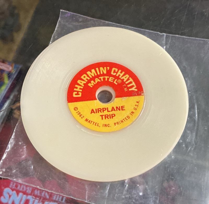 Mattel Charmin' Chatty Doll Record Discs "Airplane Trip" & "England" 1962