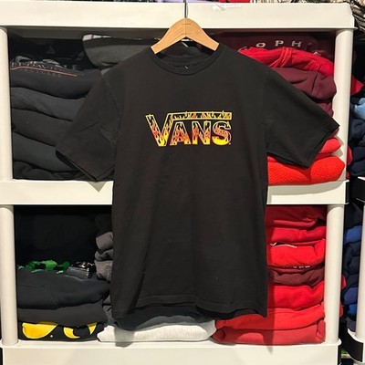 Vintage Y2K Vans Skater Flame Black Mens Small Shirt