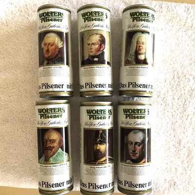 6 DIFFERENT WOLTERS PILSENER BEER CANS, GERMANY .EMPTY