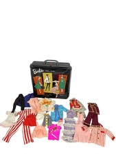 1961 Barbie Doll Case Vintage Ponytail Carrying Case Clothes Lot Mattel
