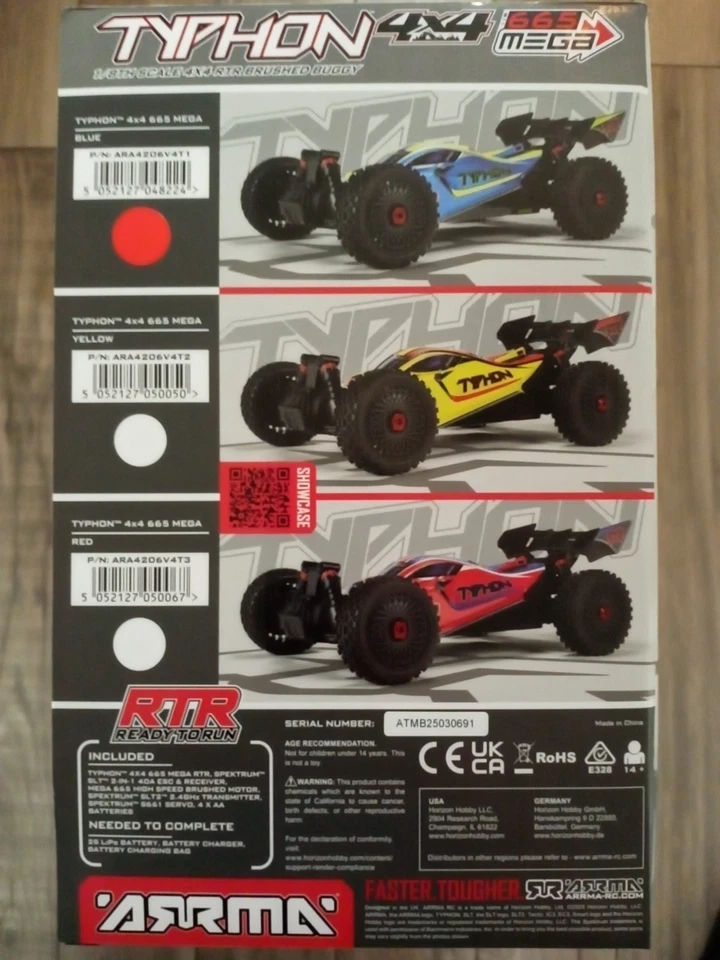 ARRMA 1/8 Typhon 4X4 MEGA 665 Brushed Buggy Blue - Image 2 of 4