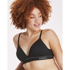 Hanes Originals Women's 2XL Black Seamless Rib Contour Bralette Wireless I11-17