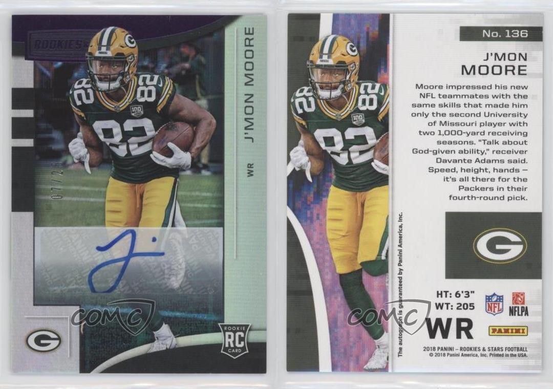 2018 Rookies & Stars Longevity Purple Signatures 7/25 J'Mon Moore Auto RC e6p