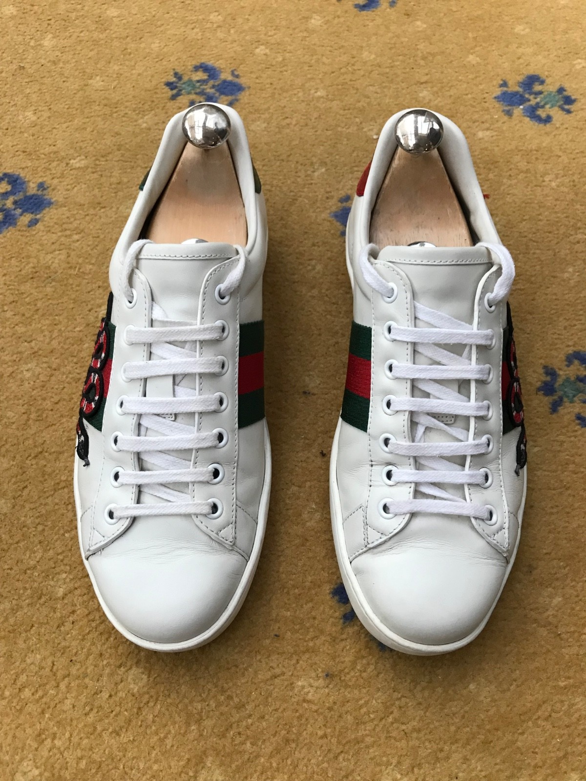 Gucci Ace Trainers Sneaker Shoes Snake Leather Web Green Red Mens UK 7 US 81 41 thumbnail 5