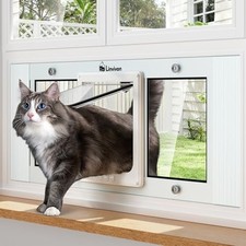 Cat Door for Window, Quick Installation Adjustable Width of 27" 27-32 inches