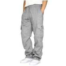Men's Cargo Sweatpants Open Bottom Fleece Hiking Jogger Cargo Sweatpants for ...