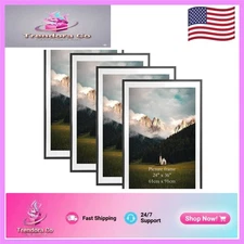 Stylish Wall-Mounted 27x40 Frames for 24x36 Art with Matted Finish - Set of 4