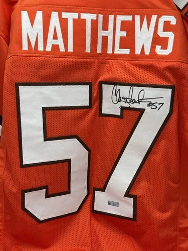 Clay Matthews Jr Signed Cleveland Browns Football Jersey PTS COA HOF SNUB