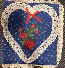 Vintage Photo Album Heart Shaped Fabric Lace Trim 80s 3 Ring Binder With Pages