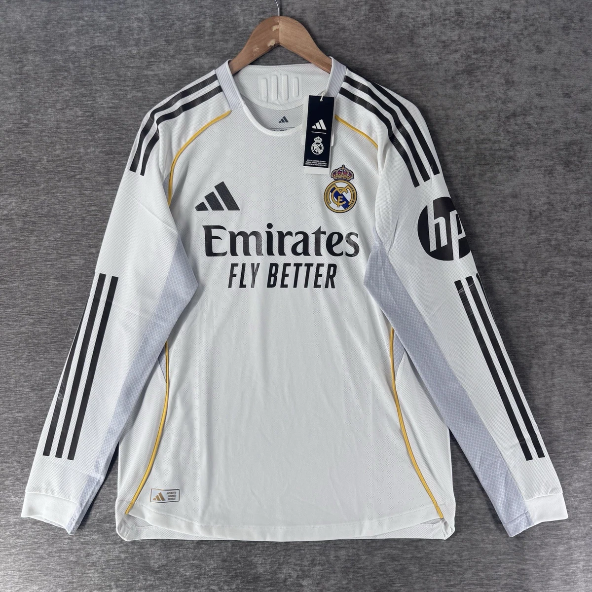 Adidas Real Madrid 25/26 Long Sleeve Home Authentic Jersey Men's